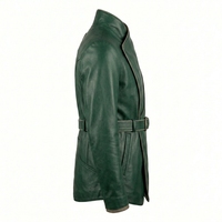 Manteau Trench Safari Personnalisé Darkry en Cuir Véritable Vert Émeraude pour Homme, Veste Enveloppante Ceinturée, Vêtement d'extérieur – Vente en Gros Direct Usine