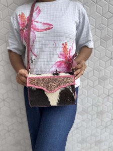 New Collection Hand <b>Tooled</b> <b>Leather</b> Sling Bag Women's Use Western Stylish Vintage Shoulder Bag Boho Hair On Hide Cross body Purse - Product Image 4