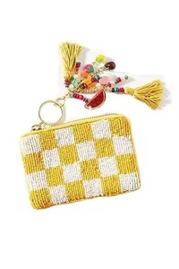 Pochette à monnaie perlée noire et blanche brodée de perles, faite à la main, vente en gros, sac à monnaie perlé tendance, pochette unique - Product Image 2