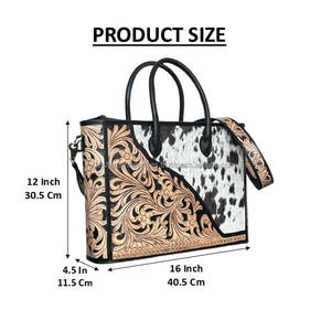 Sac fourre-tout en cuir de vachette premium 2026, motif floral gravé à la main, sac à main western pour femme, grande capacité, sacs à bandoulière élégants - Product Image 2