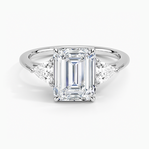 Anillo BOJ 0142 con Corte Esmeralda, Plata 925, Lujoso Anillo Solitario con Tres Puntas, Diamante de 2ct, Color D, VVS1, Moissanita GRA - Product Image 1