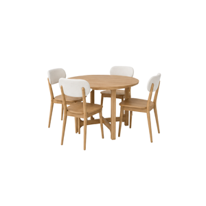 Juego de Comedor ARTERRA de Lujo Estilo Japandi en Madera de Teca, Sillas con Respaldo Acolchado Ecológicas y Modernas, Muebles Multiusos para Comedor - Product Image 1