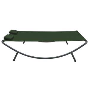 Chaise longue double avec housses amovibles en tissu Oxford vert, lit de repos en acier - Product Image 3