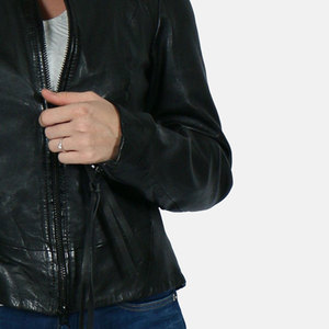 Handmade Custom Cropped Leather Jacket for Women Belted Waist Zip Design Made In Best Material Women Fashion Leather Jackets - Product Image 5