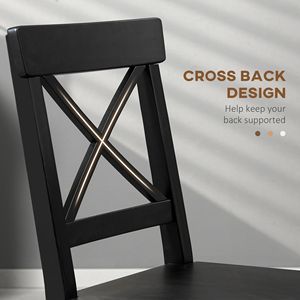 Set di 2 Sedie da Pranzo in Legno di Frassino Massiccio Stile Rustico con Schienale Incrociato Nero Rimovibile per Sala da Pranzo - Product Image 5