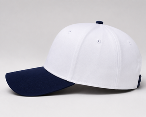 Gorra de Béisbol Blanca con Visera Azul, 6 Paneles, Ajustable, Unisex, Diseño Casual de Color Sólido, Poliéster/Algodón Twill, Deportiva - Product Image 1