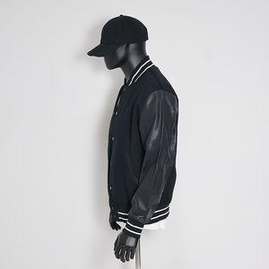 Blousons universitaires en chenille brodée avec manches en cuir, personnalisables, style Letterman, pour le baseball universitaire, streetwear unisexe, vente en gros, devant - Product Image 5