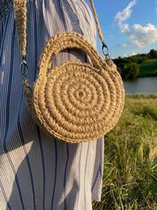Handmade Round Shape Jute <b>Bag</b> Stylish Eco Friendly Tote <b>Bag</b> for Women - Product Image 4