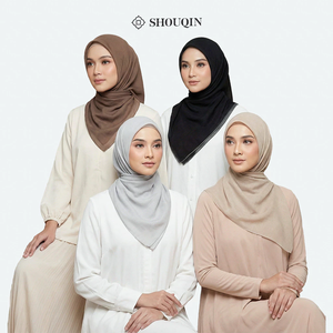 Shouqin Nala Elegant <b>Square</b> No Logo Basic Voal Scarf Laser Cut Muslim Women Headwear <b>Hijab</b> Wedding Wholesale - Product Image 1