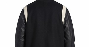 Men's <b>Black</b> Woven Motorcycle Varsity <b>Jacket</b> with Custom Embroidered Logo Front Zip Closure Casual Spring Wear - Product Image 6