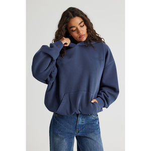 Sweat-shirt à capuche vierge pour femme, coupe oversize, épais, décontracté, style streetwear, personnalisable, grammage lourd, épaules tombantes - Product Image 2