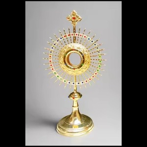 Espejo monstrario de latón duradero con detalles, decorativo para mesa, para uso en bodas y iglesias católicas - Product Image 1