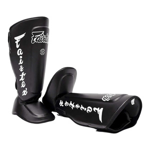 Precio al por mayor Nuevo estilo Protector de espinilla de cuero PU negro Fairtex para entrenamiento de Kickboxing en todas las estaciones AI-SG-918 - Product Image 5