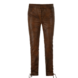 PIHA SPORTS Pantalon de motard pour homme en cuir véritable marron, coupe slim, coupe-vent, séchage rapide, style streetwear, hiver - Product Image 4