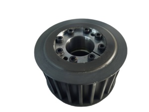 Poulie de distribution HTD 40T 8M HTD8M, largeur de courroie personnalisée, en aluminium et acier, avec bride, finition noir oxydé et anodisé, serrage conique - Product Image 5