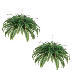 Grandi Felci Artificiali di Boston da 37-41 Pollici, Resistenti al Sole, Decorazione Murale con Piante Finte, Cesto Verde Appeso - Product Image 4