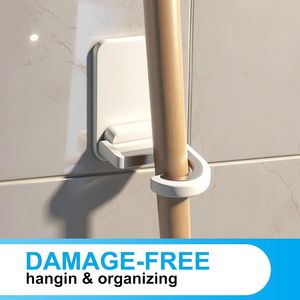 Set da 12 Porta Scopa da Parete Senza Danni, Organizzatore per Pulizie Domestiche, per Conservazione Ordinata di Scope e Mop - Product Image 2
