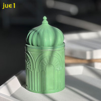 Nouvelles décorations islamiques du Ramadan, pots à bougies en béton de 10 oz, pots à bougies en ciment de luxe personnalisés avec couvercles pour bougies parfumées