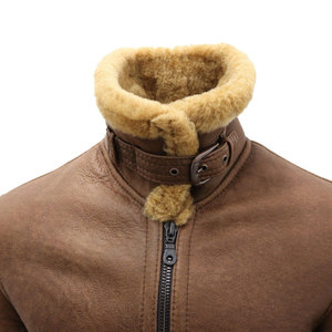 Top Rated Great Quality Men's B-3 Bomber Jackets Real Sheepskin Leather <b>Stand</b> Collar Front Pockets Windproof Breathable Jacket - Product Image 6