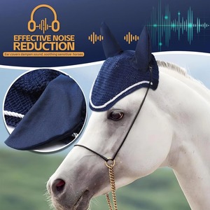 Mesh Horse Ear <b>Bonnet</b> Navy Blue Breathable Fly Protection Lightweight Washable Design Quick Dry Horse Fly Protection Ear <b>Bonnet</b> - Product Image 5