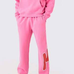 High Quality Hoodie with Pant Trouser Heavy Drop Shoulder Streetwear for Men <b>Boys</b> Printed Logo Plus Size Pink Tracksuits Blank - Product Image 2