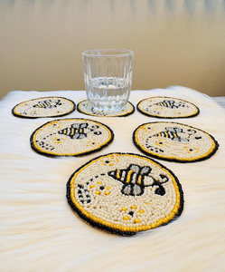 Handmade <b>Beaded</b> Bee <b>Coasters</b> | Nature-Inspired Table Decor by whimsy art craft - Product Image 2