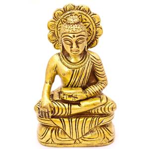 Escultura de Latón de Buda Bhagawan Hecha a Mano en India, Modelo ZAT10, 3 Pulgadas, Ideal para Regalo - Product Image 1