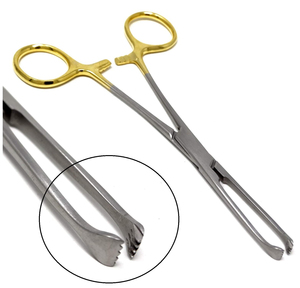 Pinzas de tejido Allis con dientes entrelazados, instrumento quirúrgico de acero inoxidable, herramienta médica veterinaria reutilizable, aprobado por CE - Product Image 5