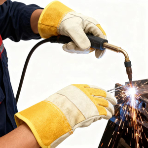 Gants de travail en cuir de vachette pleine fleur de qualité supérieure, protection industrielle robuste, gants de travail pour grimpeurs, vente chaude - Product Image 5