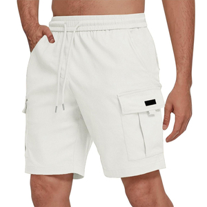 High Quality Men's Casual Mid <b>Cargo</b> Shorts Cotton <b>White</b> Color Lightweight Solid Pattern Outdoor Quick Dry Eco-Friendly - Product Image 1