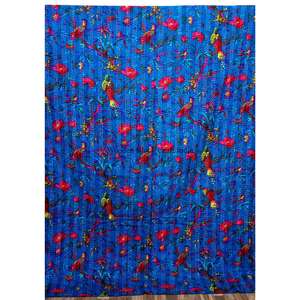 Couvre-lit Kantha imprimé réversible fait main, vintage, écologique, toutes saisons, double taille, 100 % coton biologique - Product Image 5