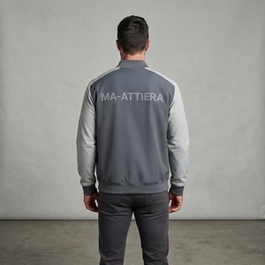 เสื้อแจ็คเก็ตบอมเบอร์บล็อกสีเทาขาวสำหรับผู้ชาย แบบซิป แนวลำลอง สตรีทแวร์ แฟชั่น รับผลิตตามแบบ OEM ODM ขายส่ง เสื้อผ้าชั้นนอก - Product Image 2