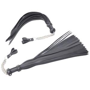 Flogger de piel de oveja con estampado por transferencia térmica, hebilla de acero, 2.5cm de ancho, con detección de aguja, caída larga y base de mango reforzada - Product Image 6