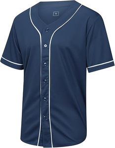 Blank Plain Baseball Jersey Short Sleeve Button <b>Down</b> Shirts Sports Hip Hop Hipster Jersey - Product Image 2