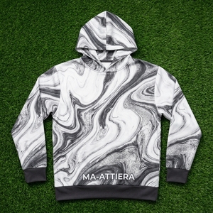 <b>Mens</b> <b>White</b> Gray Pullover Hoodie With Abstract Marble Swirl Print Custom Streetwear <b>Sweatshirt</b> - Product Image 6