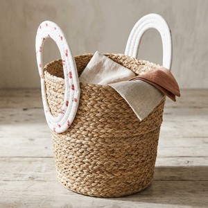 Eco Friendly Handmade Water Hyacinth Kids <b>Storage</b> Basket With Handle Animal Face Woven Toy Basket Nursery Organizer Wholesale - Product Image 3
