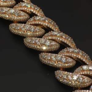 Rose Gold Plated Moissanite Hiphop Cuban <b>Chain</b> Necklace <b>Iced</b> <b>Out</b> Link <b>Chain</b> 925 Sterling Silver for Men Women - Product Image 6