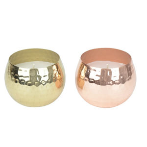 Pot à bougie en métal martelé doré avec couvercle, luxueux et fait main, pour décoration intérieure et cadeaux - Product Image 2