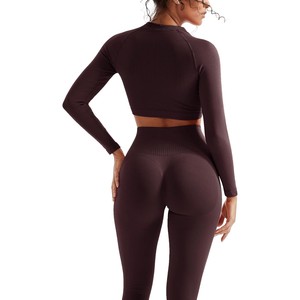 <b>Red</b> Two Piece Yoga Set Scoop Neck Sleeveless <b>Crop</b> <b>Top</b> High Waist Full Length Leggings Seamless Spandex/Nylon Plus Size Front - Product Image 5