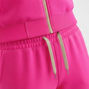 Women's Pink Sporty 2 Piece Set Full Sleeve Knitted Geometric Print <b>Track</b> <b>Jacket</b> and Pants Regular Fit All Seasons Breathable - Product Image 5