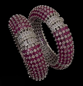 Beautiful Trendy Premium Quality Brass Silver Plated Moissanite Two <b>Set</b> <b>Bangles</b> for Women Party Wedding Collection - Product Image 2