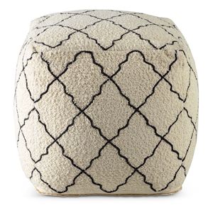 Pouf quadrato Beige con disegno a traliccio - Product Image 2