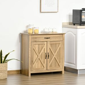 Credenza Villa Oak con anta scorrevole effetto legno naturale e mobile contenitore per cucina, soggiorno e ingresso - Product Image 2