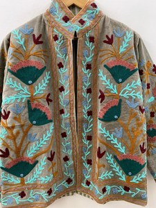Handmade Velvet Suzani Embroidered <b>Jacket</b> Statement Festival <b>Jacket</b> Boho Floral Velvet Outerwear Winter Warmed Coat Gift For Her - Product Image 3