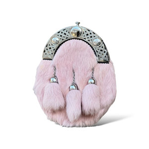 Men's Scottish Baby Pink Fur Sporran 3 Tassels Kilt Sporran With <b>Chain</b> <b>Belt</b> Custom OEM ODM - Product Image 1
