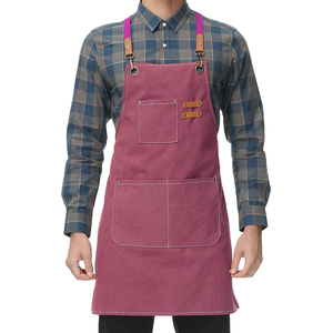 Tablier de barbier en cuir véritable imprimé avec logo personnalisé, avec sangles de travail personnalisées imperméables - Product Image 3