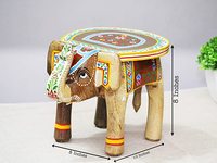 Tabouret en bois fait main en forme d'éléphant avec un design traditionnel coloré pour la décoration intérieure, utilisation dans le salon, Stool03