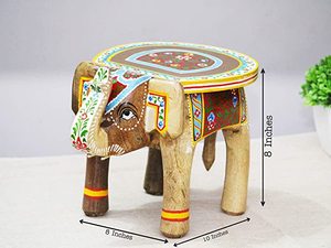 Handmade Wooden <b>Elephant</b> Stool With Colorful Traditional Design For Indoor Home Decor Living Room Use Stool03 - Product Image 3