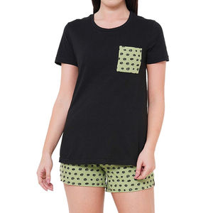 Ensemble deux pièces décontracté pour femme, t-shirt et short au-dessus du genou, couleur unie, haute qualité, design tendance, personnalisable, respirant, écologique, été - Product Image 6