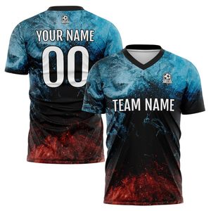 เสื้อฟุตบอลแบบกำหนดเองสำหรับผู้ชาย แขนสั้น พิมพ์ลายแบบซับลิเมชั่น ระบายเหงื่อได้ดี 100% โพลีเอสเตอร์ พร้อมชื่อทีมและหมายเลข คอเสื้อแบบคอกลม สำหรับผู้ใหญ่ - Product Image 6